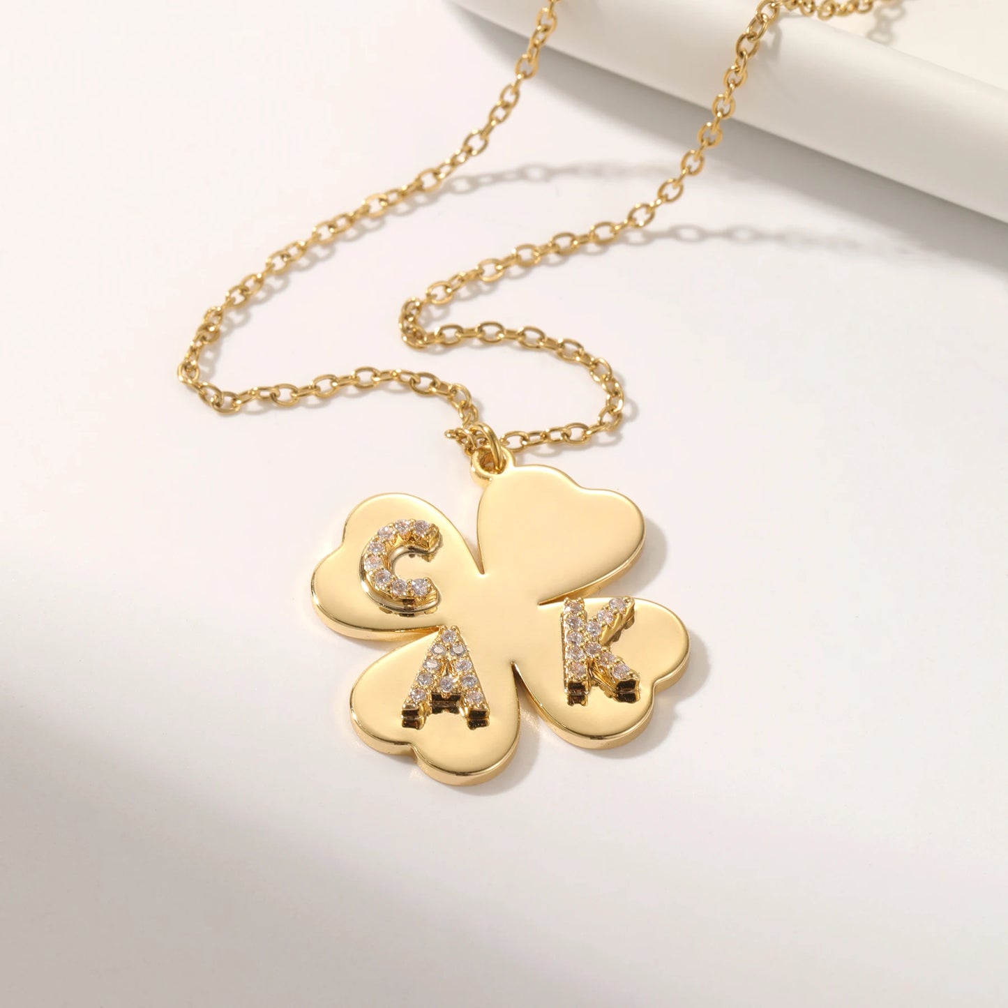 Lucky Clover Initial Necklace
