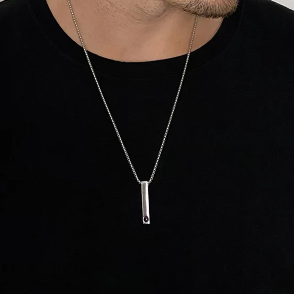 Photo Projection Personalised Bar Necklace - MEN