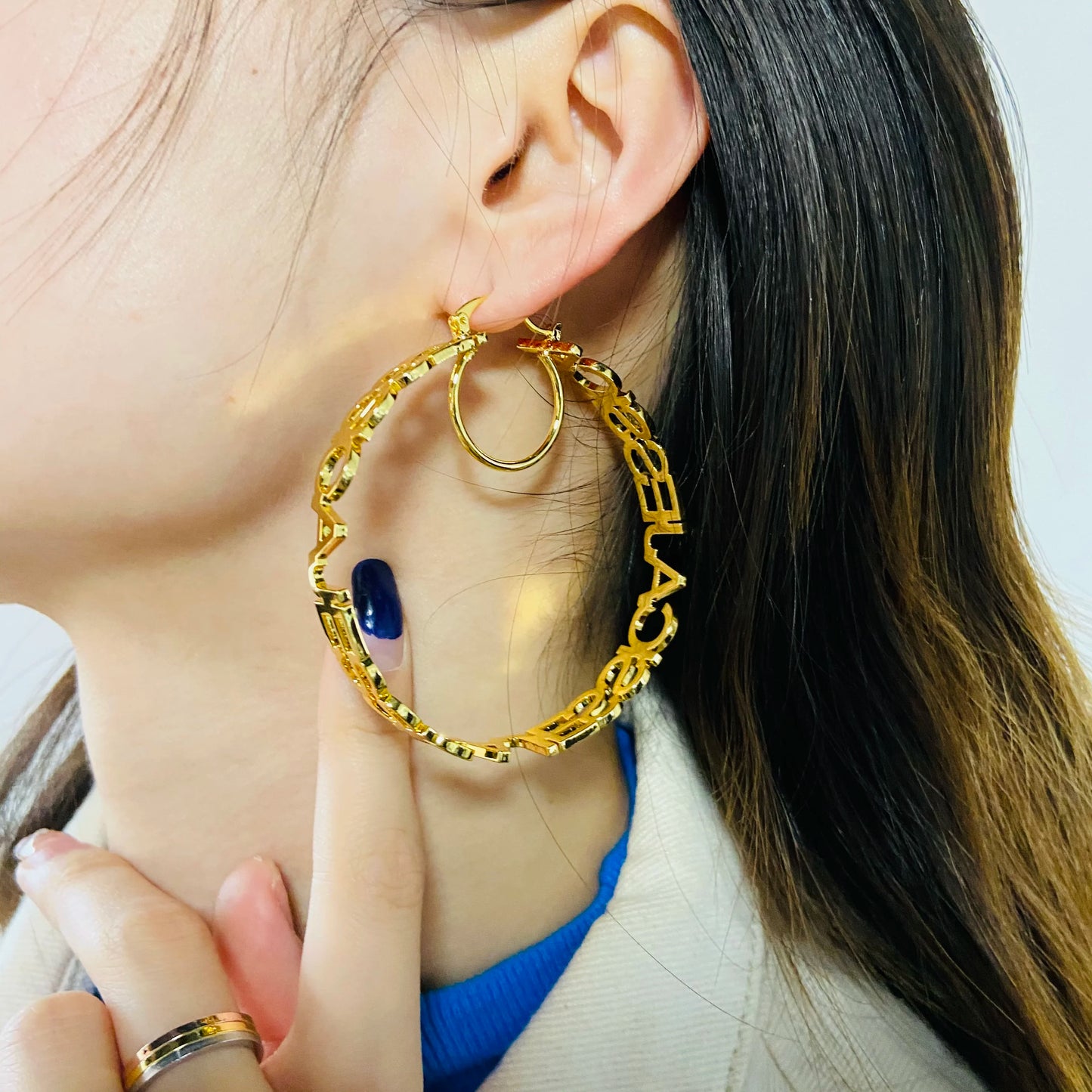Looped Name Hoop Earrings